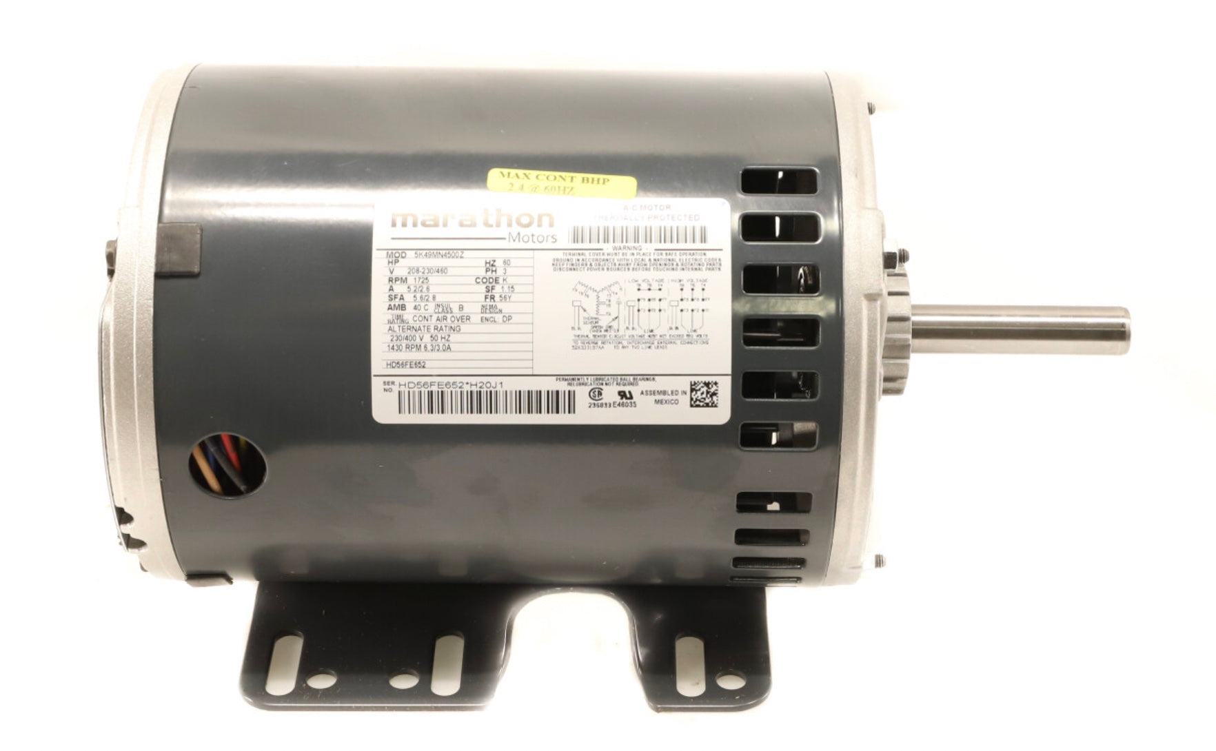 Carrier HD56FE652 208-230/460V3Ph 2.4Hp 1725Rpm