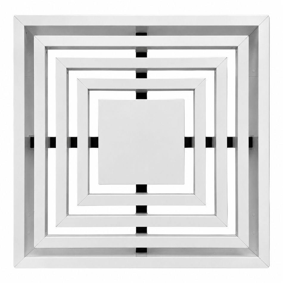 EZ Plenum QuadraSnap 24x24 T-Bar Ceiling Supply Diffuser & Return Filter Grille