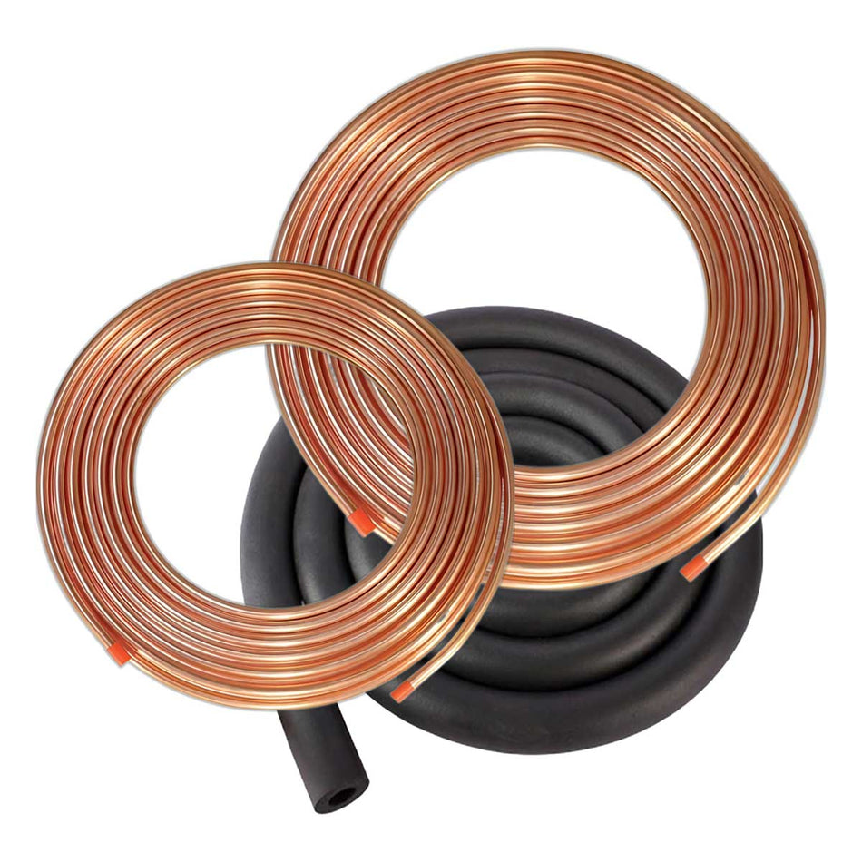 25' Feet 3/8"LL x 1-1/8"SL Air Conditioner Refrigerant Copper Line Set with Insulation Tubes