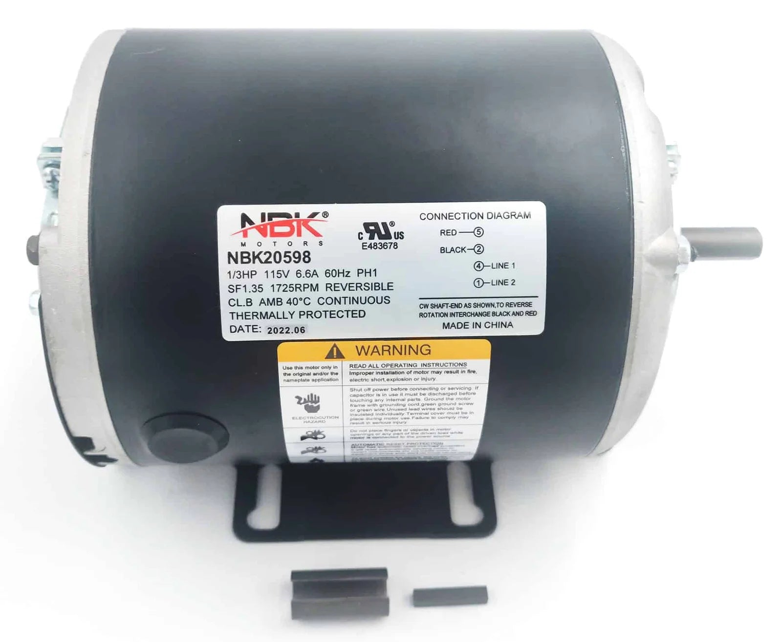 Blower Fan Motor (Self-Cooled) 115V 1/3HP 1725RPM Replaces AO Smith GF2034, Emerson 8100, GE BF-4706