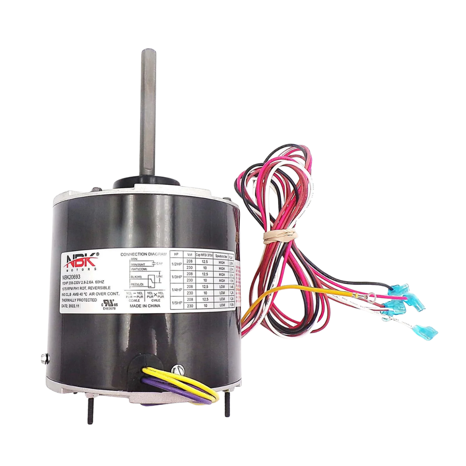 Condenser Motor 208-230V, 1075 Rpm, 1/2-1/5 Hp Replaces Us Motors 5465