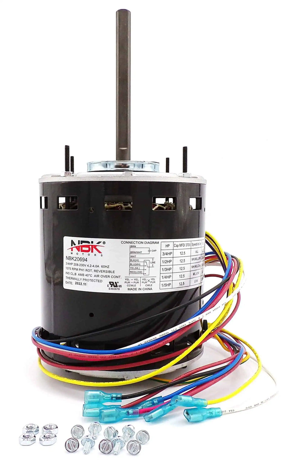 Blower Motor 208-230V 1075RPM 3/4-1/5HP Replaces Nidec US Motors 5471